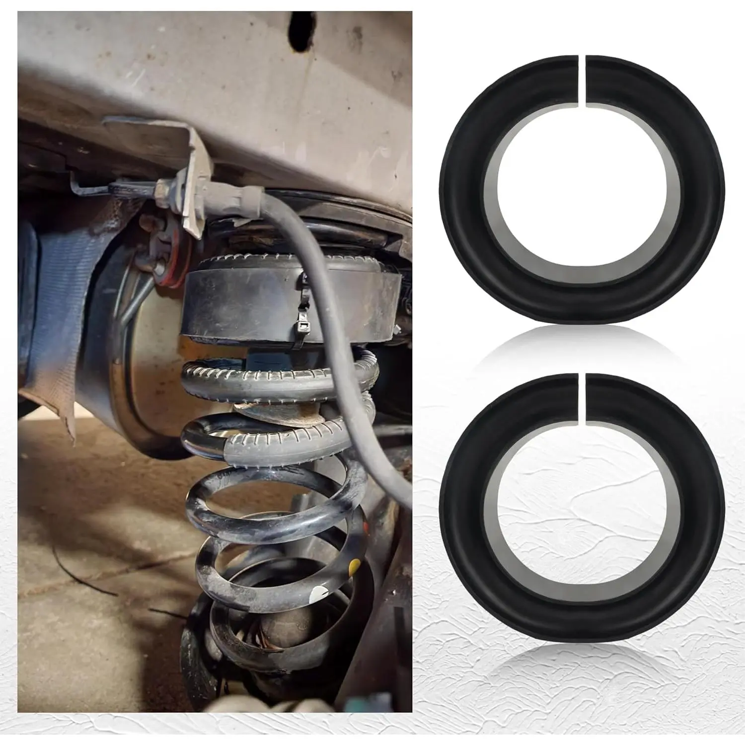 2PCS Universal Coil Spring Spacer for 5-5.5 Inch Cars, Heavy-Duty Thick Rubber Coil Spring Booster Vibration Damping, Enhance Spring Rate Car Accessories