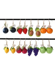 Strawberry and grape resin earrings, Fruit Veggie Earrings for girls, cute children's accessories, lightweight design, perfect gift choice, durable material
