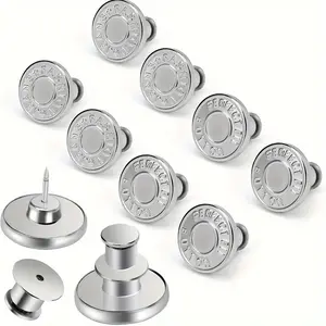 5/10pcs Silvery Letter Waist Button Multifunctional Detachable Button Jeans Skirt Waist Adjustment Big Change Small Jeans Fixed Button No Nail Button