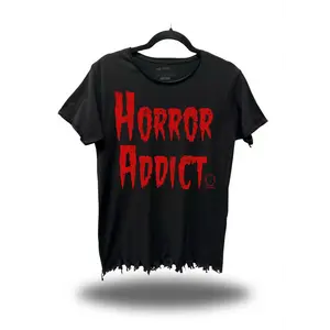 HORROR ADDICT SHREDDED BOTTOM ROAD RASH TEE
