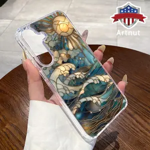 Clear Magnetic Case Compatible with Galaxy S24 Plus S25 S23 FE S22 Ultra S22+ Sunrise Tide Pattern Acrylic Hard Back Soft Silicone Edge Bumper Sockproof Cover