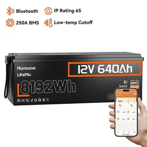 【Summervibes】HumsiENK 12V 640Ah LiFePO4 Lithium Battery Bluetooth 250A BMS 15000+ Cycles IP65 Low Temp Protection 8192Wh Output for Off-Grid Home Backup Solar Energy