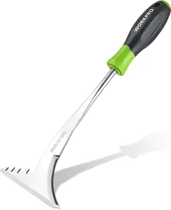 WORKPRO Crack Weeder, 12.5" Stainless Steel Crevice Weeding Tool with Soft Handle, L-Shaped Side-Walk Weed Removal Scraper, for Garden Lawn Yard Patio Terrace Paving Garden Hand Tool