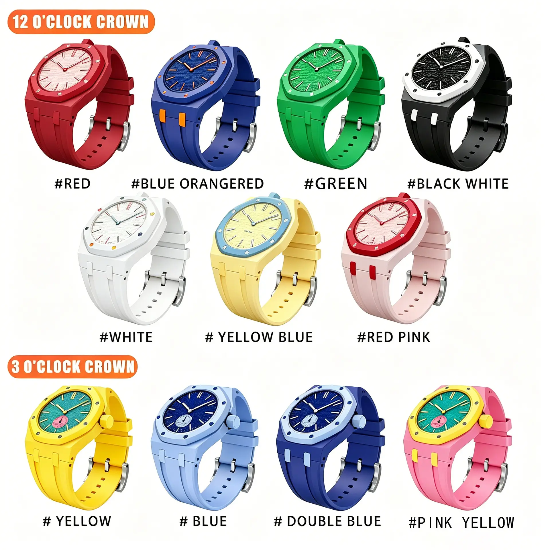 2 In 1 Octagon Silicone Quartz Watch Set With Extra Leather Lanyard Candy Color Waterproof Wrist Watch Dual Use As Hand Watch & Car Rearview Mirror Pendant Fashion Y2K Accessory Gift For Teens Women