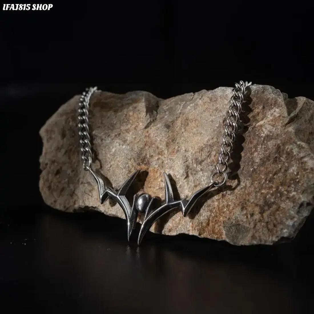 Gothic Pendant Necklace, Sukuna-Inspired Markings Titanium Steel Chain with Chrome Finish, 44cm Statement Jewelry for Y2K Streetwear, Anime-Inspired Looks, Parties & Everyday Wear
