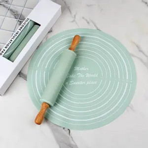 2-Piece Set Rolling Pin with Silicone Mat, Perfect Baking Tools for Easy and Clean Cooking Adventures, Durable Non-Stick Kitchen Accessories