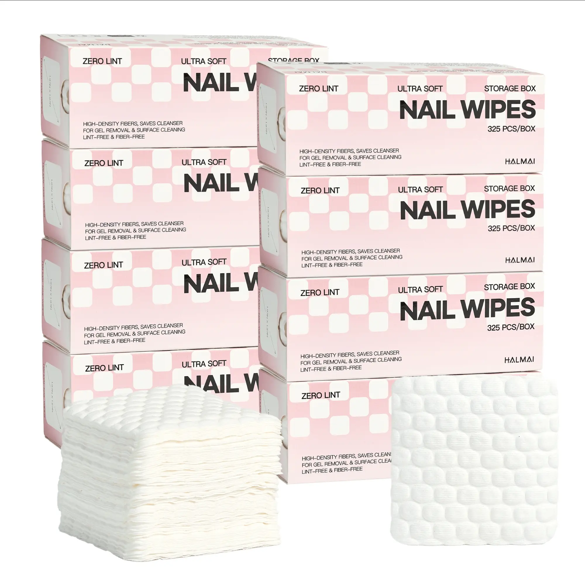 HALMAI Dry Nail Wipes – Lint-Free, Super Absorbent Pads for Acrylic & Gel Nails, Storage Box Included – 1300 / 2600 PCS