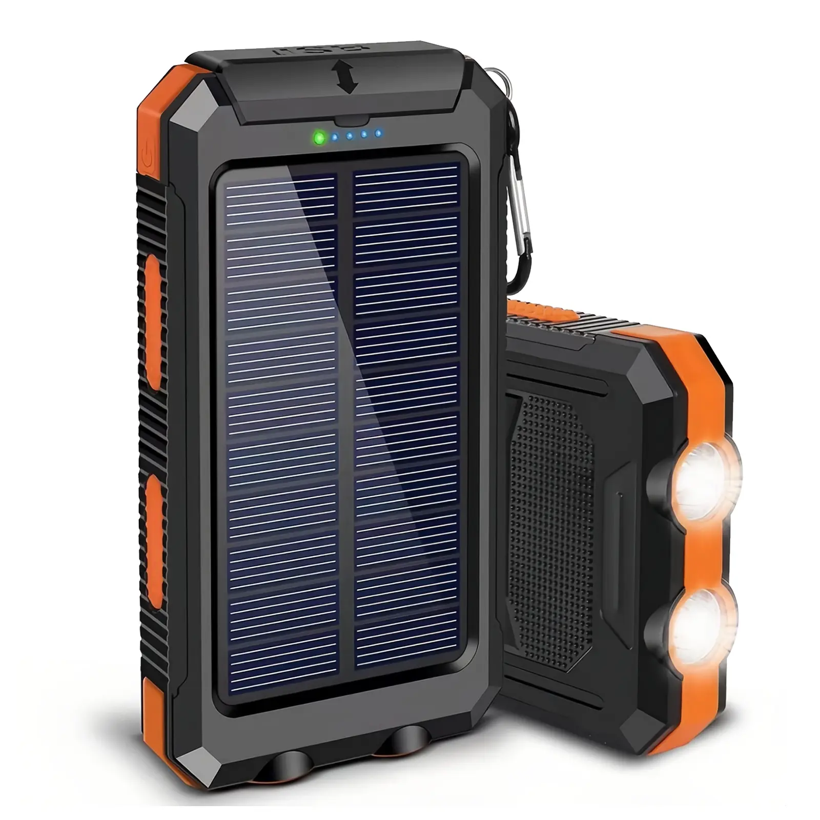 Solar Charging Power Bank with Flashlights, Dual USB Output Port Multicharger Power Bank, Portable Wireless Car Charger, Solar Power Bank Charger for iPhone, Travel Gadgets, Electronics Accessories