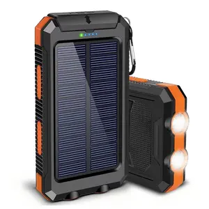 Solar Charging Power Bank with Flashlights, Dual USB Output Port Multicharger Power Bank, Portable Wireless Car Charger, Solar Power Bank Charger for iPhone, Travel Gadgets, Electronics Accessories