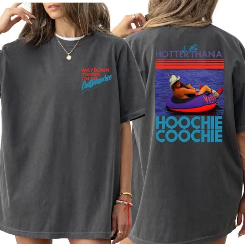 Hotter Than A Hoochie Coochie Vintage 2 Sides T-shirt, Summer Vacation,90s Country Music Gift