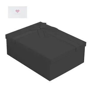 1pcs Square Gift Boxes with Lids Set Gift Box  Gift Boxes for Presents Birthday Bridesmaid Wedding Valentines Christmas Party Favor ﻿(Black)