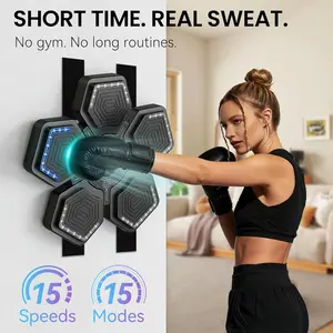 2026 Music Boxing Machine for Women Adults Wall Mounted 15 Speeds 15 Modes Smart Bluetooth Boxing Machine with Counter Real-Time Audio Feedback Interactive Punching Game Pad with LED Lights