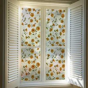 Laser Garden Flower Glass Window Sticker, Dual-Sided High Transparency Static Adhesive PVC Material, Decorative Film for Glass Door Frames