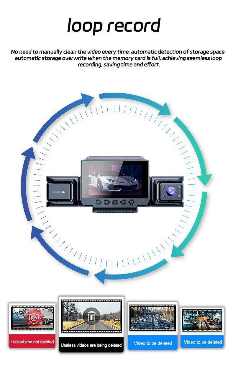 【PASLDA】4-Channel Dash Cam with Enhanced Night Vision Stable WiFi High-Durability shell 3"  IPS Screen 1080p Car DVR 32GB sD Card GPS Parking Mode Loop Recording TikTokShopBlackFriday