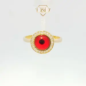 14K Red evel eye Ring with CZ