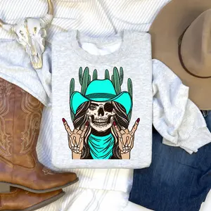 Skeleton Cowgirl DTF Transfers - THIS IS NOT A SHIRT