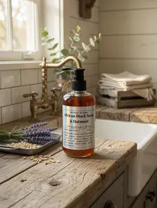 Liquid African Black Soap with Oatmeal – Moisturizing Natural Body & Face Cleanser with Coconut, Olive Oil, Aloe vera – Vegan Skincare