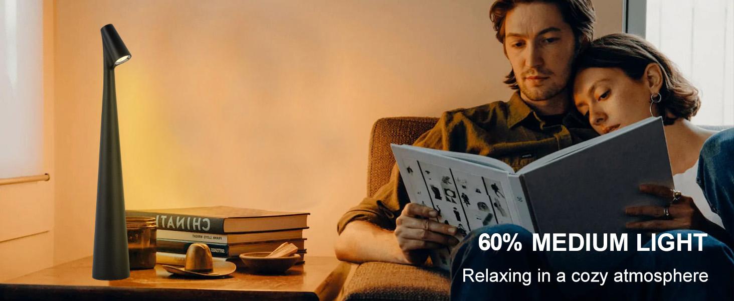 Rechargeable Touch Table Lamp, Waterproof Battery Operated Desk Light, 3 Level Dimmable Brightness for Bedroom Living Room Nightstand Reading home commercial use
