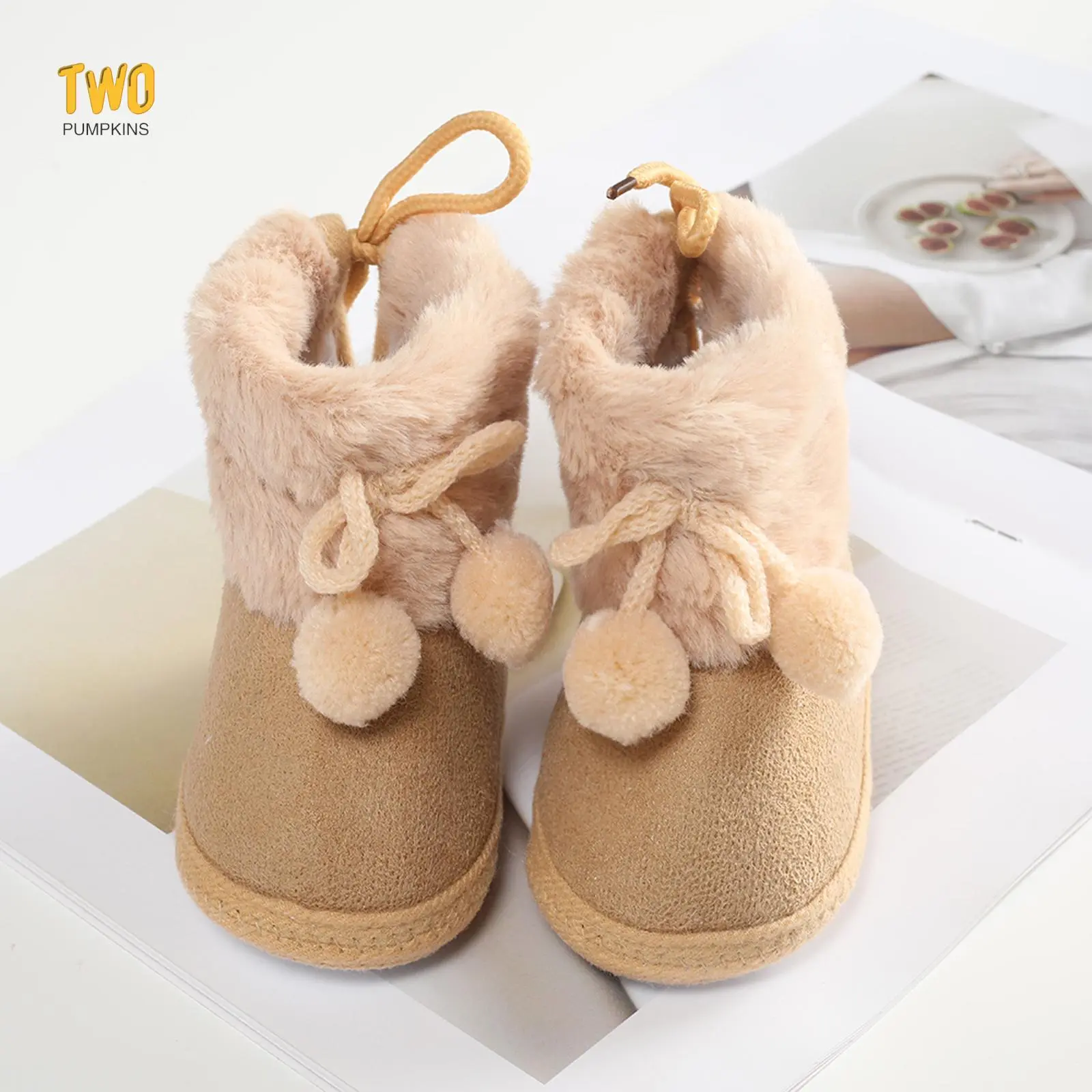 Baby Girls Boys Snow Boots Kids Warm Winter Boots Toddler Plush Booties Fur Lined Non-Slip Shoes