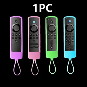 Glow in The Dark Silicone Remote Control Cover, 1 Count Luminous Remote Case with Lanyard, Multifunctional Storage Bag, Dustproof Design Remote Control Cover for Alexa Voice Remote, Homedecor, Durable Cover