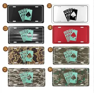 Royal Flush Poker Camo Front License Plate - Winning Hand Aluminum Metal Car Tag - Gambler & Card Player Vanity Plate - Gift for Poker Lovers