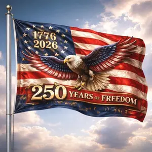 American Flag 1776-2026 Banner, Patriotic Eagle Flag Decor, 250 Years Of Freedom USA Outdoor Flag