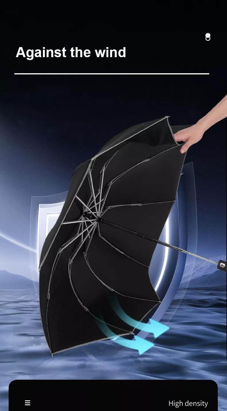 LED Umbrella Male Fully Automatic Reverse Umbrella Female Dual Purpose Folding Automatic Umbrella Large Size