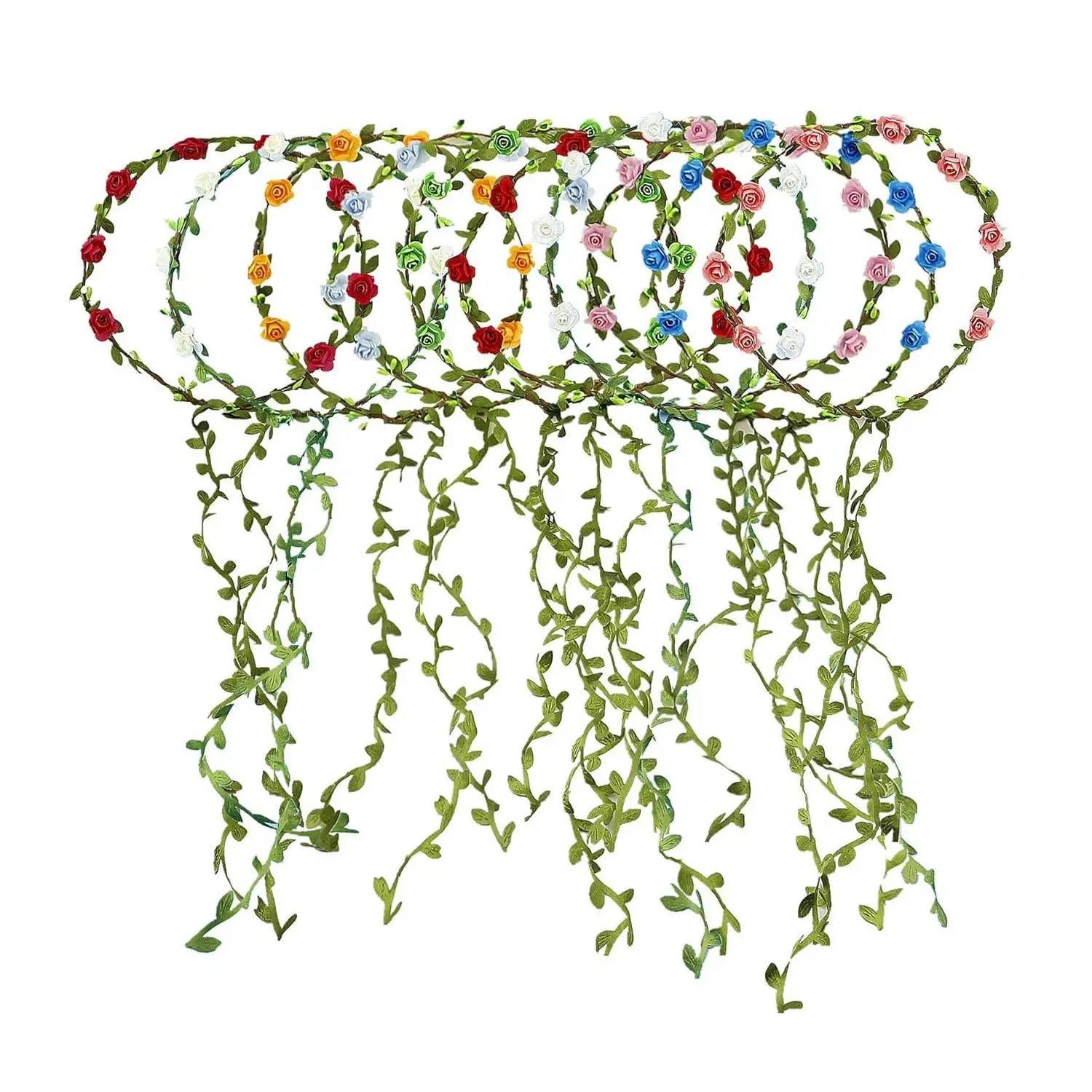 10 count  Crown Floral Garland Headband Rose Flower Wreath For Travel And Wedding Festivals
