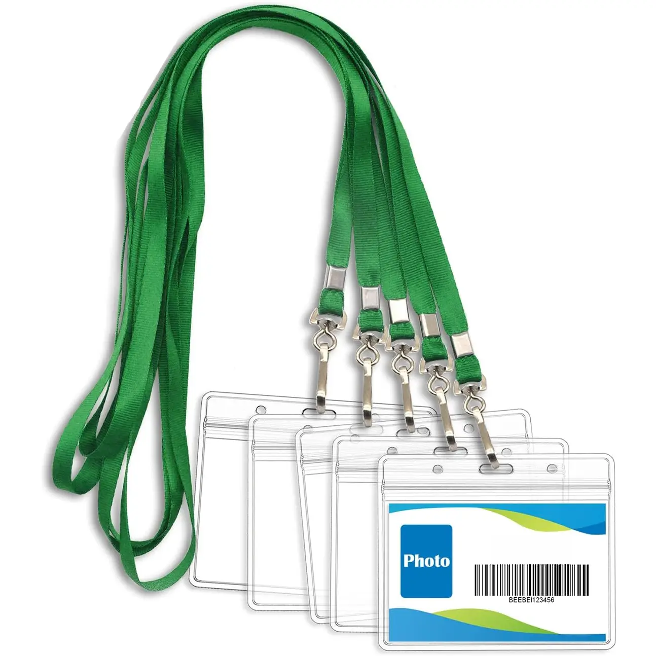 ID Badge Holder Lanyards with  Badge Card Bulk Lanyard for Name Tags Holders(Green)
