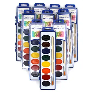 Color Swell Bulk Watercolor Paint 10 Pack with Wood Brushes 8 Washable Water Colors for Kids,  Home School , Excellent Gifts  for Birthday, Halloween Art Supplies Gift Set, Christmas Gift.