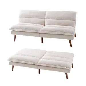 70'' Corduroy Convertible Futon Sofa Bed, Convertible Sleeper Chair with Pillow Foldable Mattress with Back Support, Portable  Comfy Floor Sofa Lounge Fold Out Chair Bed for Living Room Bedroom