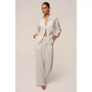 Ivory Unwind Tie-Front Blouse