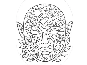 Mystical Masks coloring  for all  55 images for relaxation and stress relief Large Print Color
