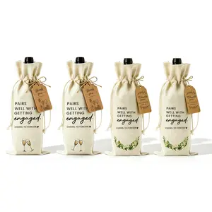 4Pcs Engagement Wine Bag, Pairs Well with Getting Engaged Wine Bottle Bag, Engagement Gifts for Couples, Engagement Party Decorations & Bridal Shower Gift