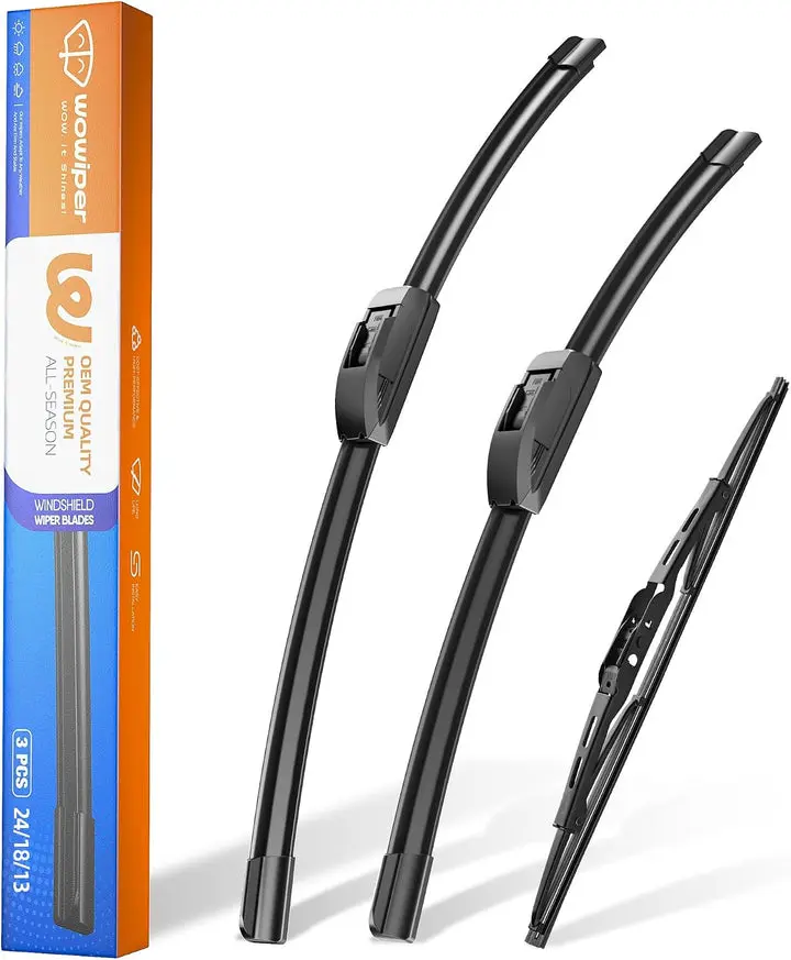 Chevy Equinox 2018-2021 Wiper Blades, WOWIPER 24"+18" Front & 13" Rear Windshield Wiper Blade Set, All-Weather Replacement Wipers
