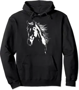 Vintage Western Horse Silhouette Horse Riding Pullover Hoodie, Unisex Cotton Blend Hoodies