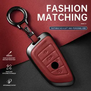 For BMW Key Fob Cover Leather Car 2 3 5 6 7 X1 X2 X3 X4 X5 X6 Series Key Case Car Key Protector Key Fob Shell Car Key Holder summervibes Car Key Accessory Vehicle
