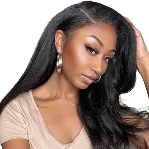 Julia Hair Kinky Curly/Yaki/Kinky Straight EasiContour V Part Coily Wigs with Drawstring Quick & Easy Glueless Installation Size Adjustable