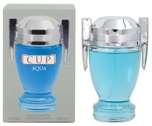 Cup Aqua Eau de Toilette Spray Cologne for Men 100ml/3.4fl.oz. - Fresh Citrus Marine Woody Fragrance with Long Lasting Aroma