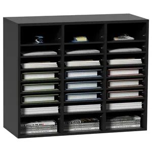 VEVOR Wood Literature Organizer, TikTokShopBlackFriday, 24 Compartments, File Sorter with Removable Shelves, Mailboxes Slot for Office Home Classroom Mailrooms Organization, EPA Certified, Black