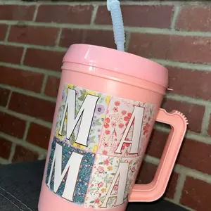 34oz Trendy Trucker Mug - MAMA mugs. Perfect for Your Morning Drinks - Cup, Drinkware Reusable Tumbler Lid Washable