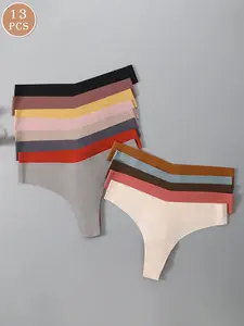 13-piece set of women's panties, multi-color, sports style, seamless, nude feel, sexy and comfortable briefs, Underwear Sets
