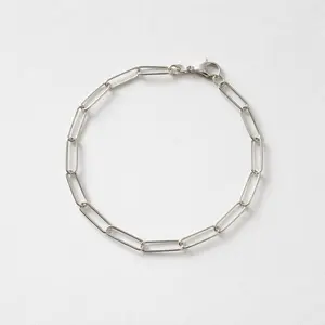 925 Silver Paperclip Bracelet Silver 7 Length