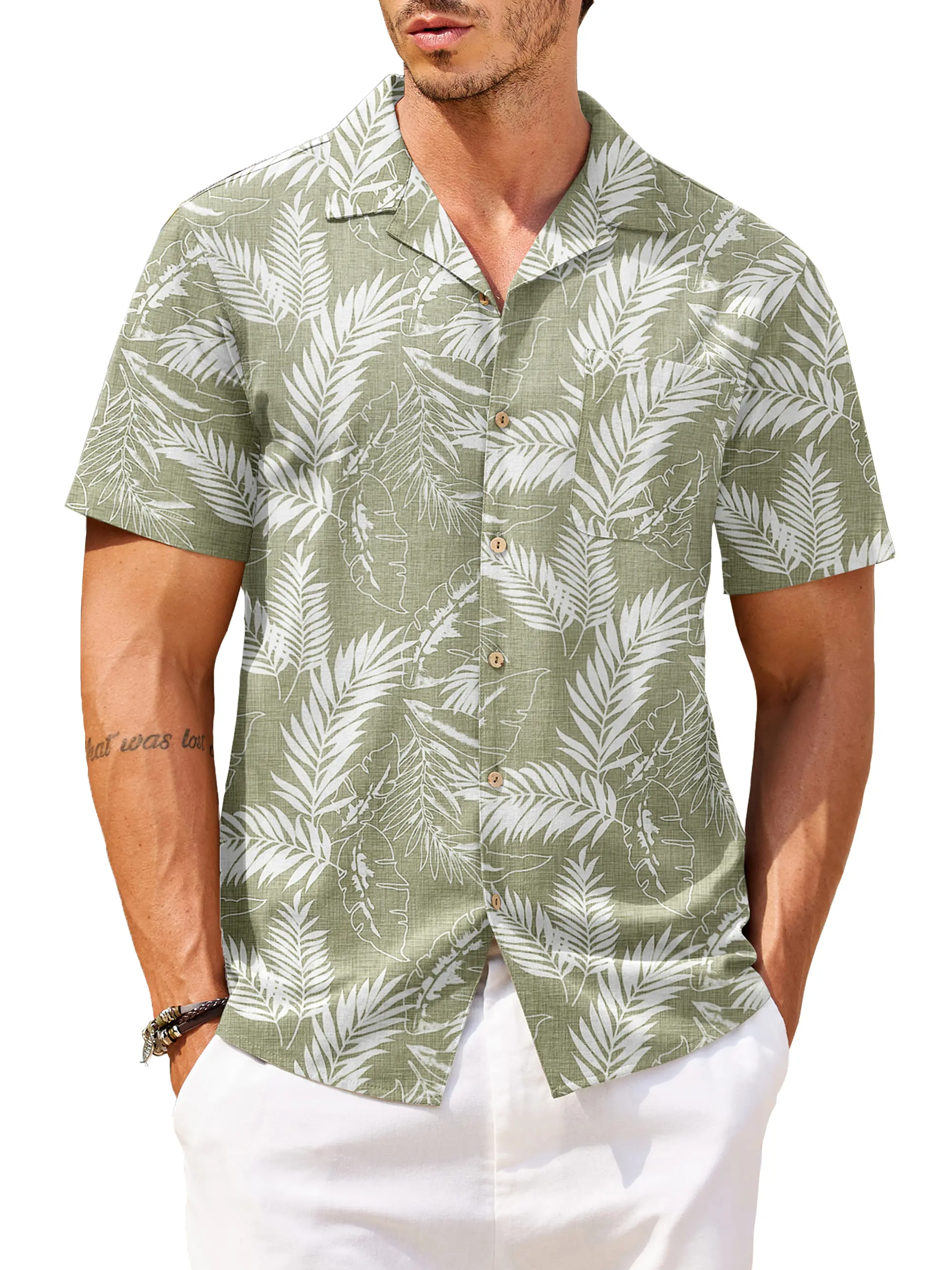 COOFANDY B Men's Cotton Linen Tropical Holiday Beach Shirt Classic Floral Menswear Top Overall Collar Casual Shortsleeve COOFANDY B Men's Cotton Linen Tropical Holiday Beach Shirt Classic Floral Menswear Top Overall Collar Casual Shortsleeve