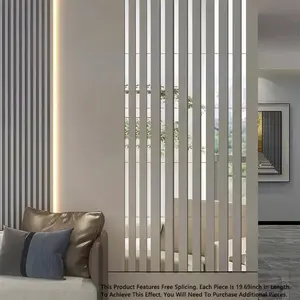 10/20pcs Pack, 2*50cm/0.78*19.68 inch, Silver Acrylic Mirror Wall Sticker, Strip Self-Adhesive Wall Decals for Living Room, Bedroom, Bathroom and Office, Art Wall Decoration