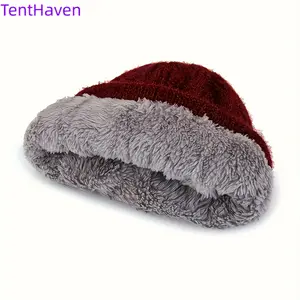 2026 Knitted Hat Middle aged and Elderly Hat Winter Grandma Hat with Velvet Wholesale New Warm Mom Thickened