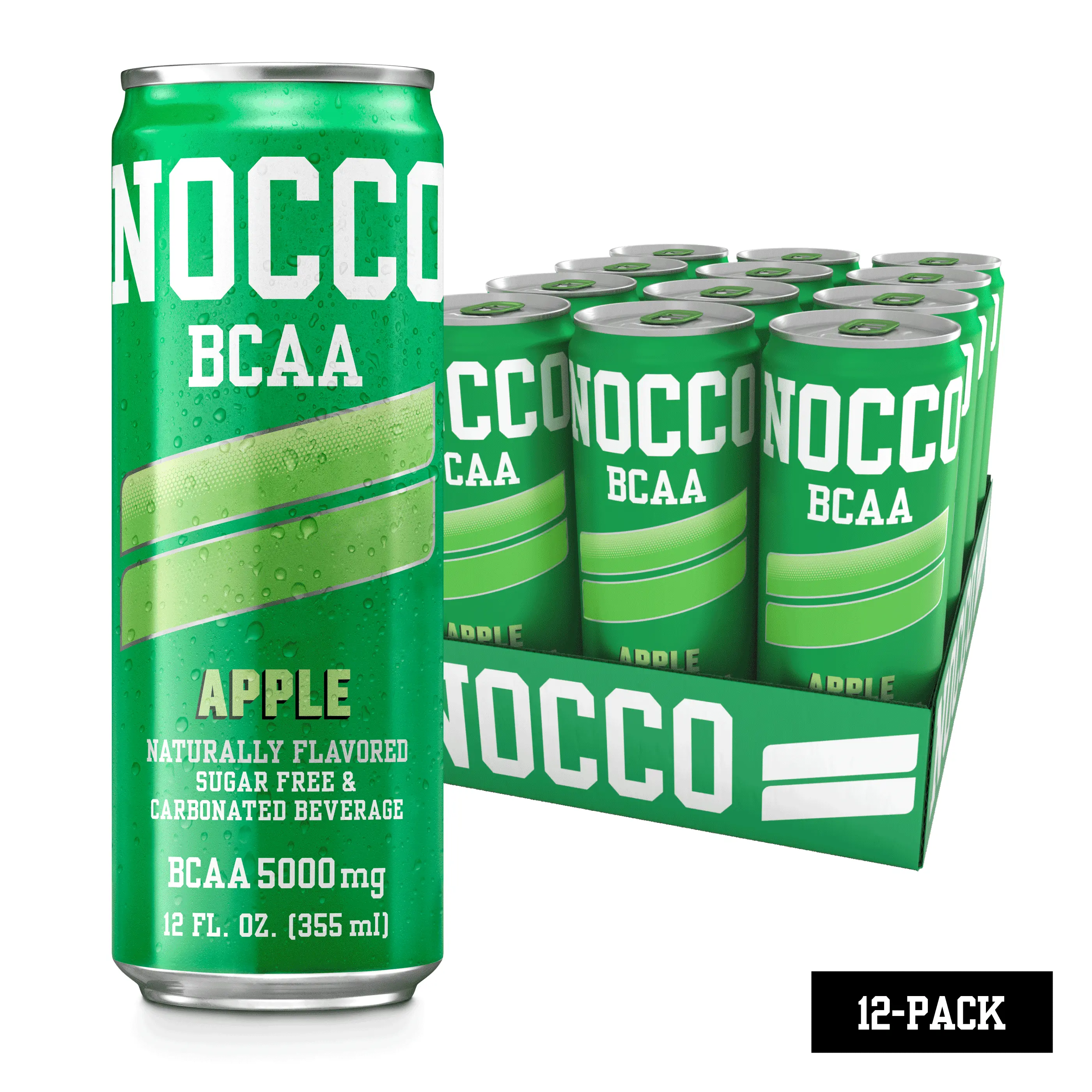 NOCCO BCAA Drink Apple Caffeine Free - 12 Fl Oz (Pack of 12) - 0mg