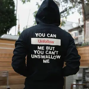 YOU CAN UNFOLLOW ME Black Print Hoodie Casual Long Sleeve