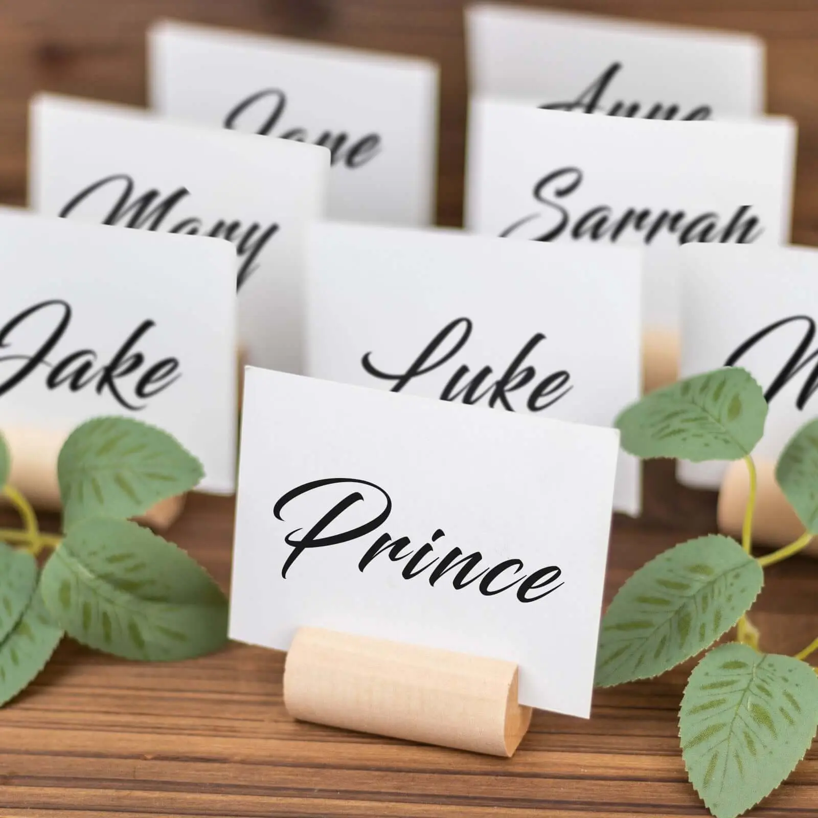 10-Pack Farmhouse Cylindrical Natural Wood Place Card Holders, 2" Size Rustic Table Number Stands for Thanksgiving, Bridal Shower, Office Stationery, Desk Accessories & Desk Organization, Gift for Friends, Rustic Look