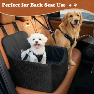 【Weekly Deals】 Dog Car Seat for Small Dogs & Cats, All-Season Reversible Design, Enclosed Pet Car Seat with Seat Belt Straps, Non-Slip Waterproof Travel Bed for Car & Outdoor Use